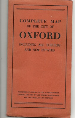 KOMPLETTE KARTE DER STADT OXFORD INKLUSIVE ALLER VORORTE UND NEUER NACHLÄSSE um 1940