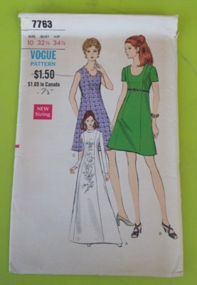 VINTAGE VOGUE LADIES A LINE DRESS PATTERN 7763 SIZE 10 FREE SHIPPING | eBay