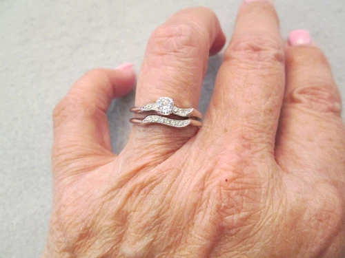 Vintage Sterling Silver Wedding Set Sparkling Spinels New old stock, never worn