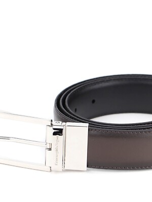 $435 NWT ERMENEGILDO ZEGNA Medium Dark Brown Calfskin Leather  Belt Size: M