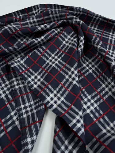 Authentic BURBERRY NOVA CHECK Long Silk Scarf Unisex Navy Blue Mint Condition - Picture 11 of 14