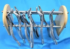 SET OF 6 GERMAN STAINLESS STEEL DENTAL EXTRACTING EXTRACTION FORCEPS -WITH RACK