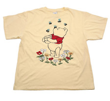 Disney Winnie The Pooh T-Shirt Womens L Yellow Embroidered Flowers Honey Bees