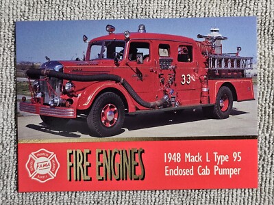 1993 FAMA Fire Engines #41 1948 Mack L Type 95 Enclosed Cab Pumper Tennessee 