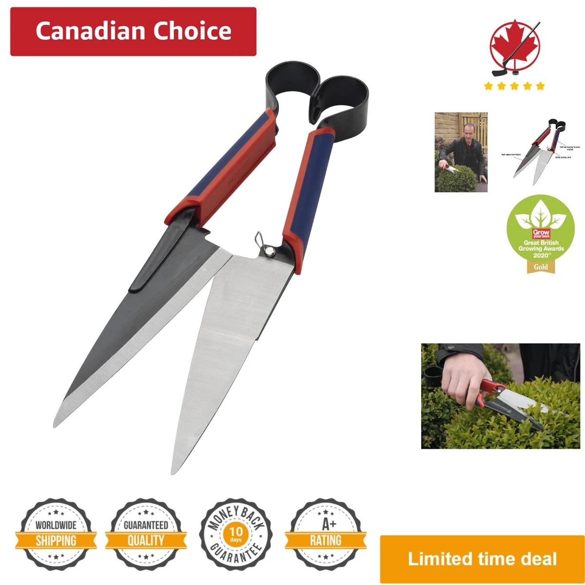 Exquisite 7 Inch High Carbon Steel Topiary Shears Safety Lock Ambidextrous