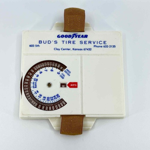 Vintage Gas Mileage Calculator Goodyear Bud’s Tire Service Clay Center KS SD2 eBay