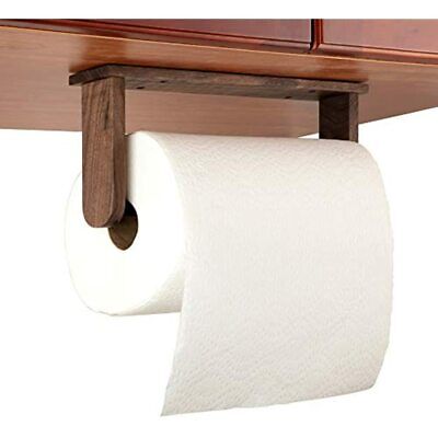 Walnut Paper Towel Holder Under Cabinet Adhesive No Drill Wood