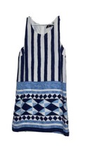 Lulu’s Multitask-Queen Blue Ivory Print Shift Dress Size Small