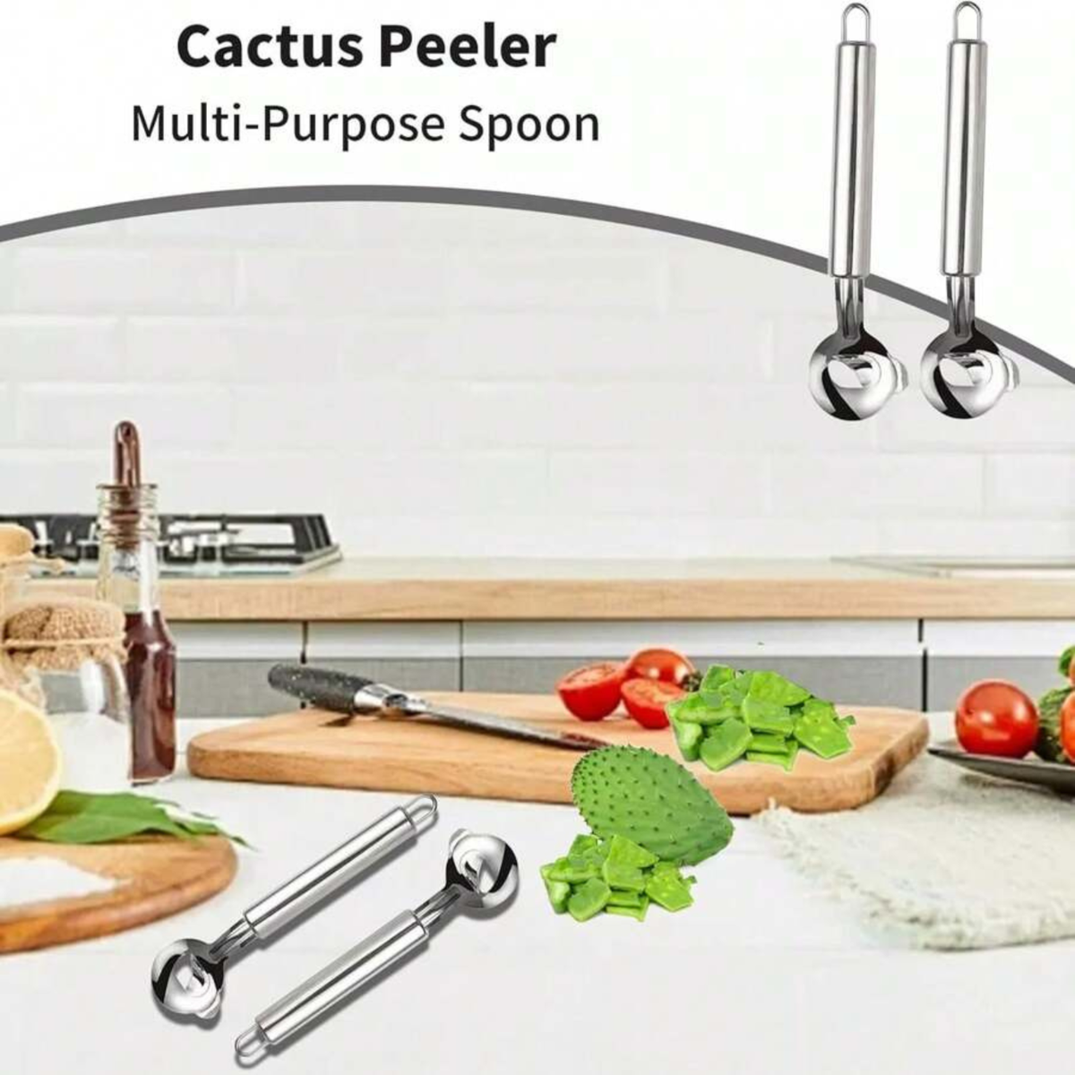 Kitchen Gadget For Cactus 6-Piece Stainless Steel Cactus Peeler & Noodle  Cutter Set - Kitchen Tool For Removing Thorns & Slicing Dough Long Hole  Noodle Cutter