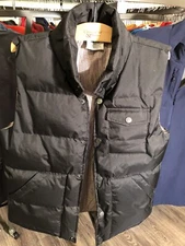 North N40 Puffer Vest Mens Small S Black  Dark Color Snap Pocket EUC