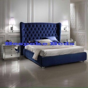 Oxford Chesterfield Wing Back Bed Frame Velvet Double King Super