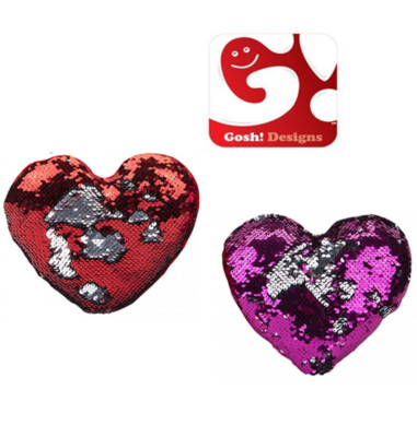 GOSHI LOVE HEART Pailletten Kissen Wende 2 Farben Design GESCHENK Valentinstag 