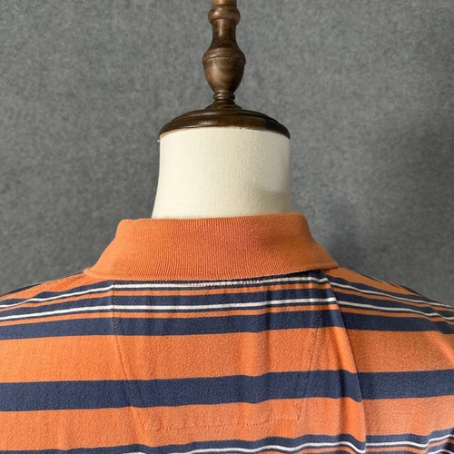 Foundry Polo Mens Orange Blue Stripe Short Sleeve Golf Shirt Size LT - Picture 7 of 10