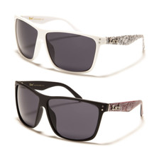 LOCS Retro Style Sunglasses Bandana Printed Legs Dark Lenses Plastic Frames Men.