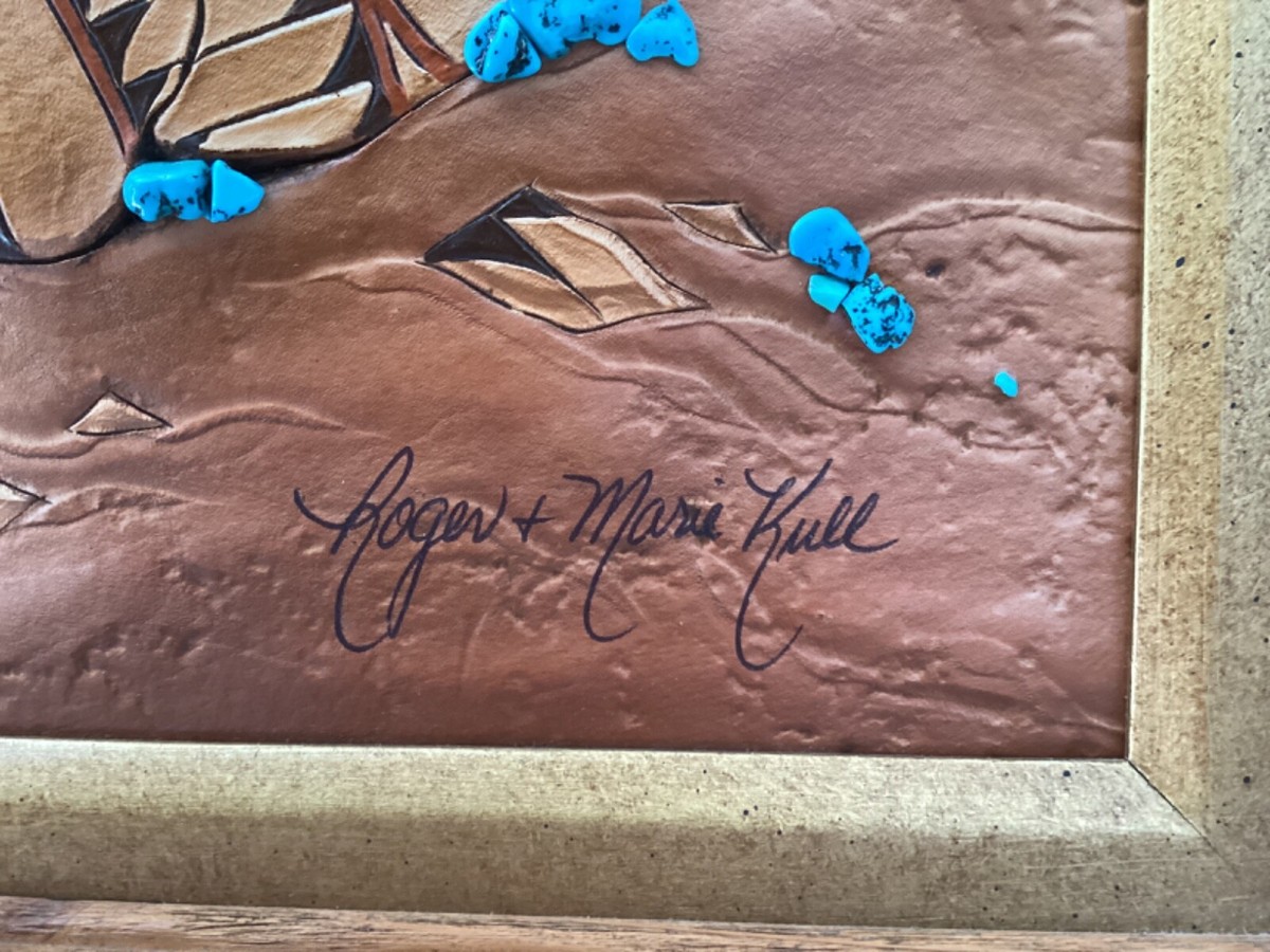 【The 4CE Design】彫刻絵画【 サドルレザー】 Roger & Marie Kull SW Dimensional Leather Art W FigPottery