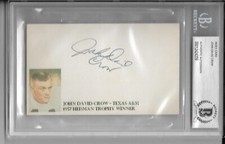 John David Crow Signed Autographed 3x5 Custom Index Card Beckett (BAS) Heisman