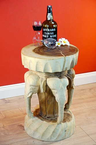 Holz Beistelltisch Elefant 50cm Holztisch Nachttisch Massivholz Hocker Tisch neu - Bild 6 von 10
