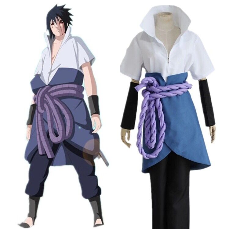 edição Uchiha Sasuke Cosplay Whole Set Vestuário Sapatos Headband Arma  Bloco de Fanny Leg saco Infância V1 Naruto Mens Halloween Outfit