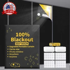 Persianas De Ventana De Cortinas Opacas 100% Portátiles, 138" x 57" Pulgadas NEW