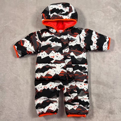 Columbia Body Suit Baby Size 0-3 Months Black Orange Goose Down Insulated Fleece