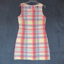 Vintage Carol Anderson Dress Women 12 Plaid Cotton Preppy Geek Retro 80s Bodycon