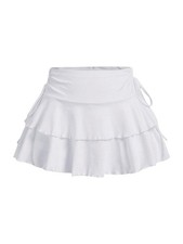 RoseSeek Women's Drawstring Bow Side Mini Skirts Tiered Layer Ruffle Elastic ...