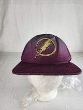 DC Comics Mens/Kids The Flash Logo Superhero Metal Baseball Snap Back Hat Purple