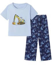 Boys Pajamas Summer Breathable Short Sleeve 2-Piece Kids PJs Lightweight Slee...