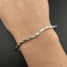 Sterling 925 Engraved Wavy Bangle Bracelet