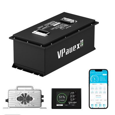 48V 150Ah Lithium Golf Cart Battery, 200A BMS,  22A Charger & Lcd Display