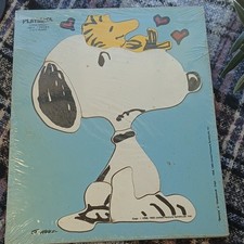 Playskool Vintage Wooden Tray Puzzle Snoopy  Woodstock Peanuts Gang StillSealed