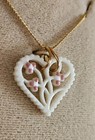 Vintage LENOX Porcelain Heart Necklace 14K Gold Filled Necklace — photo 2