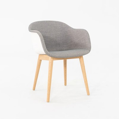 2020s Iskos Berlin for Muuto Fiber Dining Arm Chair Upholstered in Grey Fabric