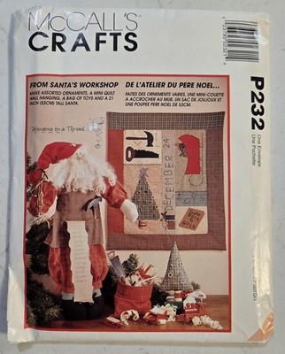 McCall's Crafts Sewing Pattern P232 Santa's Workshop Christmas Doll Wall Hanging