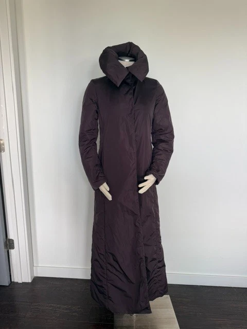 Morgane Le Fay Liliana Casabal Maxi Padded Puffer Coat Funnel Collar Plum S - Image 1 of 4