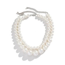 Layered Pearl Choker Necklace Chunky Pearl Necklace for Bridal Wedding