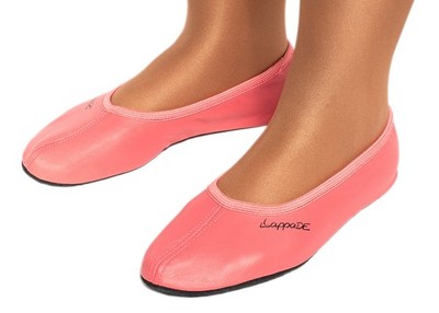 Schläppchen Gymnastikschuhe Ballerina mit Ledersohle lachsrot neu Gr. 28-46