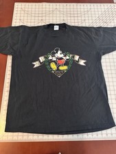 Vintage Mickey Mouse Shirt Distressed Single Stitch Velva Sheen XL Made In USA @