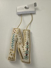 Embroidered Fabric Monogram Letter N Christmas Ornament Target Wondershop X3