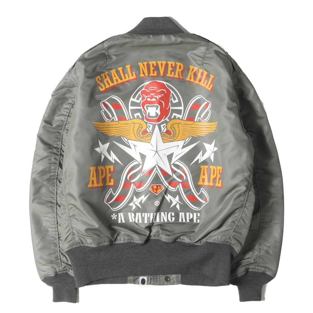 A BATHING APE / THE REAL McCOY'S MA-1 Flight Jacket Wing Logo Sage