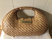 Vintage VANESSA Coated Straw Handled Clutch Purse 10 x 15