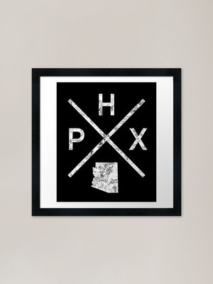 Vintage Phoenix Retro PHX Cross Fra gerahmtes Wandbild Poster Leinwanddruck Bild