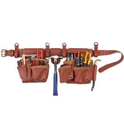 NEW Masters McGuire-Nicholas 1DM-527-M-2 Brown Leather Rig Tool Belt 52.5'' 2-Bag