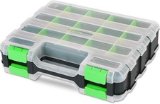 Small Parts Organizer Storage Case Tools Box 34-Compartments Double Side