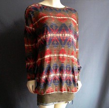 Denim & Supply Ralph Lauren Olive Aztec Southwest Cotton Blend Long Sweater L