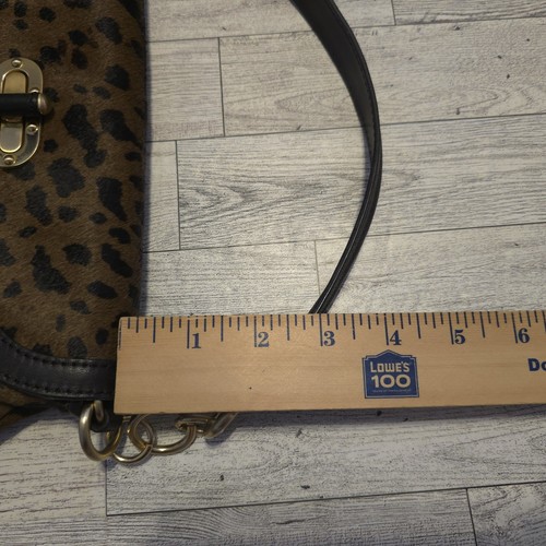Ann Taylor Cheetah Animal Print Leather Bag Baguette Gold Chain Strap Turn Lock - Picture 17 of 17