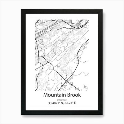 Mountain Brook, USA Minima gerahmtes Wandbild Poster Leinwanddruck Bild