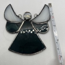 Iridescent Leaded Stained Glass Hanging Angel Suncatcher Green White Vintage