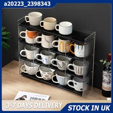 3/4-Tier Bamboo Coffee Mug Cup Holder Shelf Blind Box Display Rack Storage Shelf