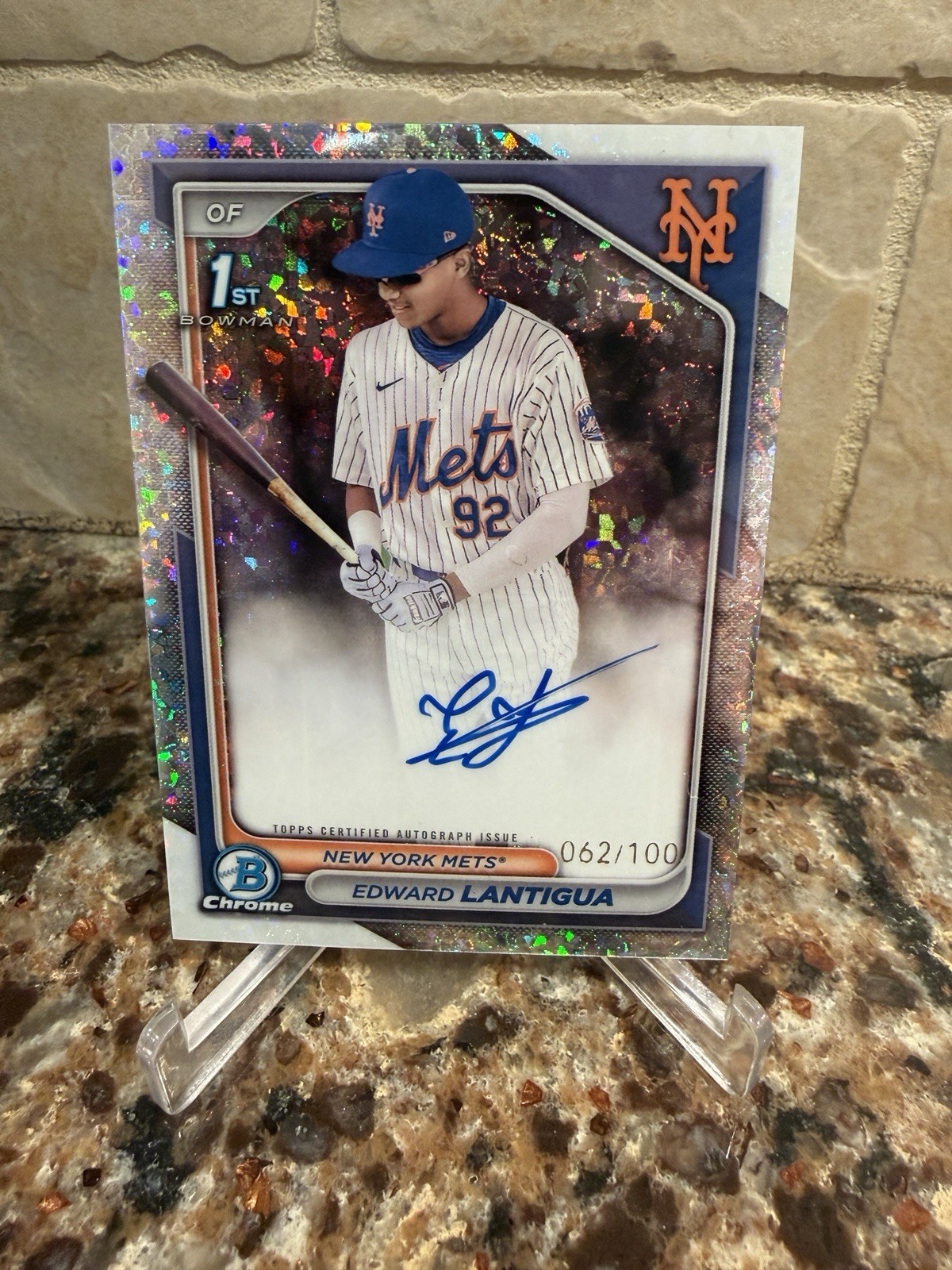 2024 Bowman Chrome #CPA-EL Edward Lantigua 1st Mini-Diamond Auto /100 Mets